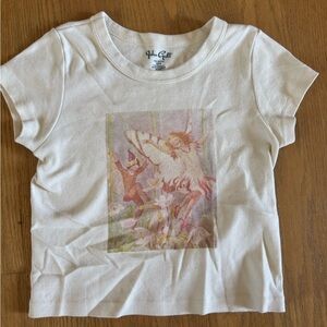 Brandy Melville Cream Cropped T-Shirt